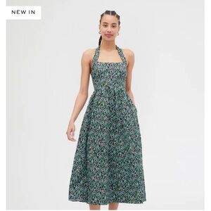 Hill house fleur midi halter dress size xs